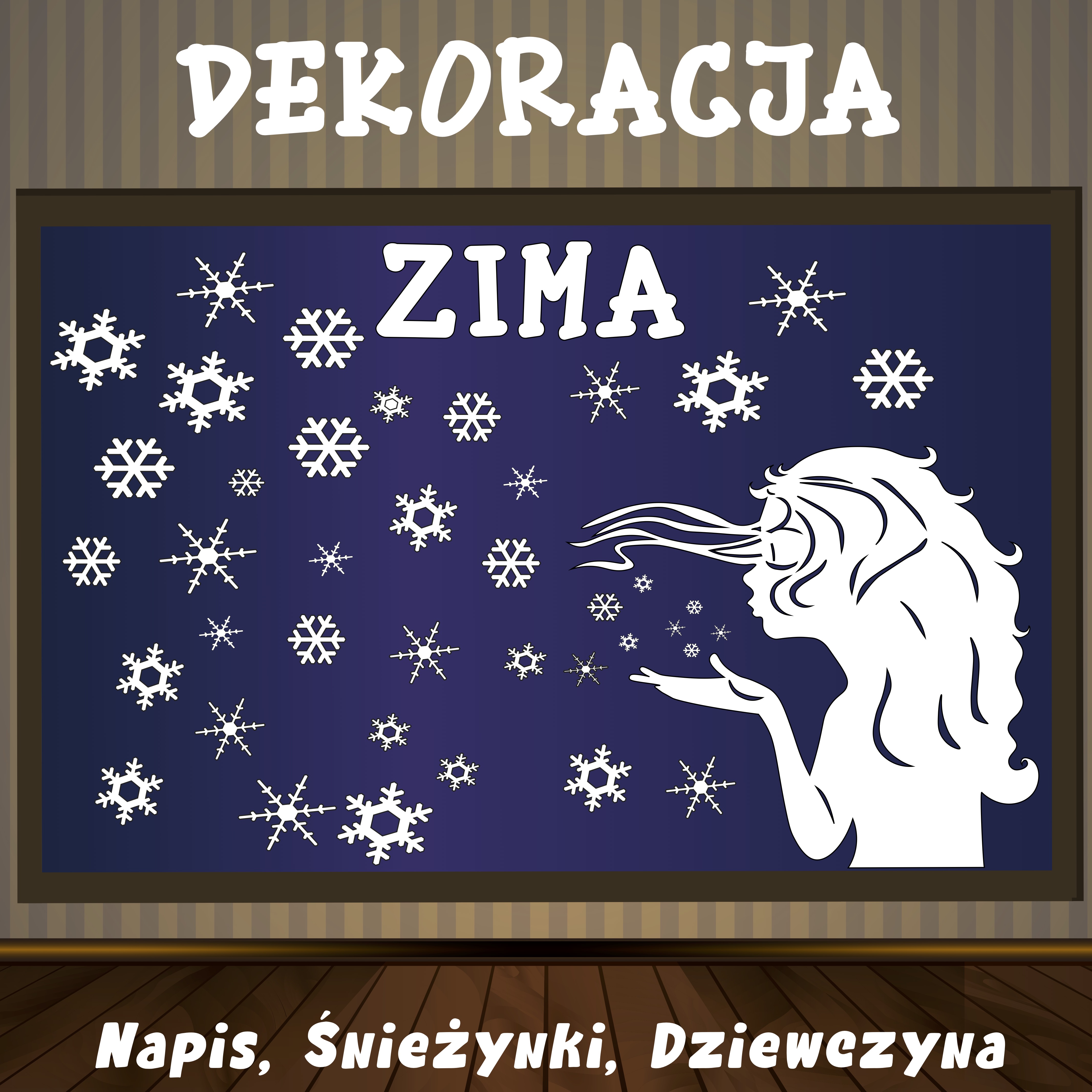 Zimowe dekoracje w przedszkolu – szablony na okna i tablicę