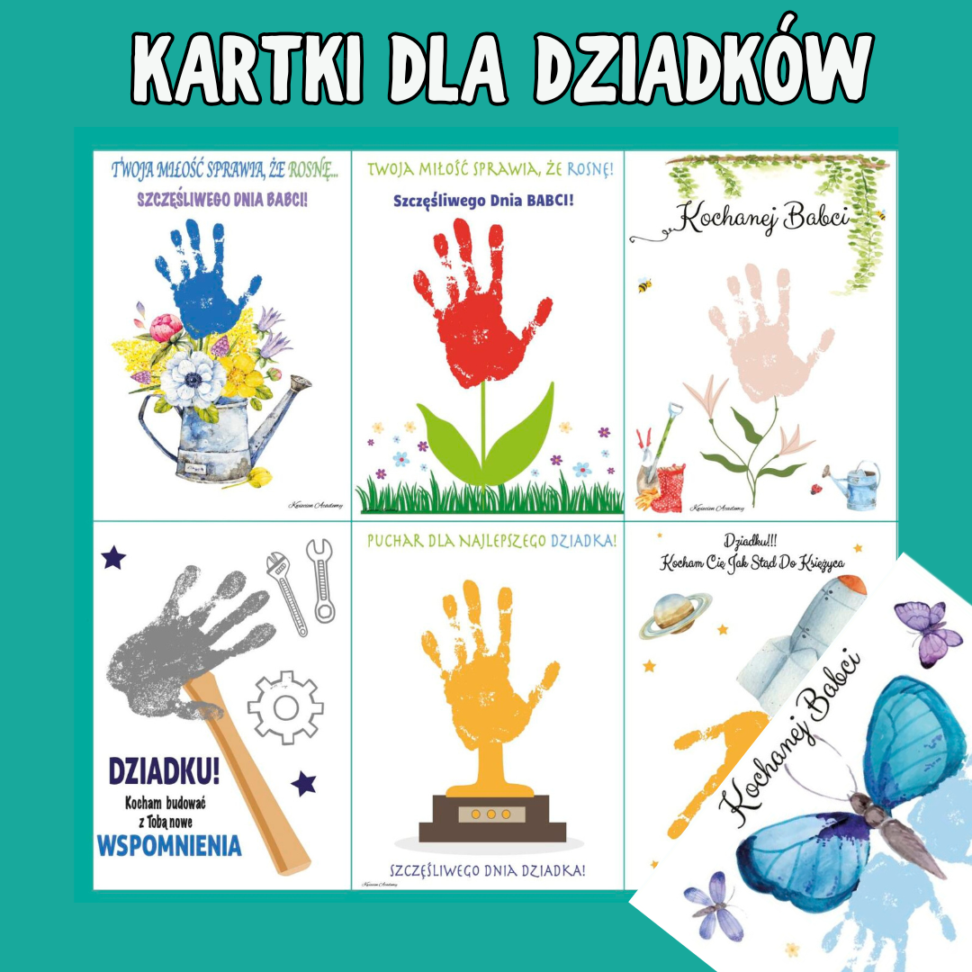 Dzień Babci i Dziadka kartki do odbijania