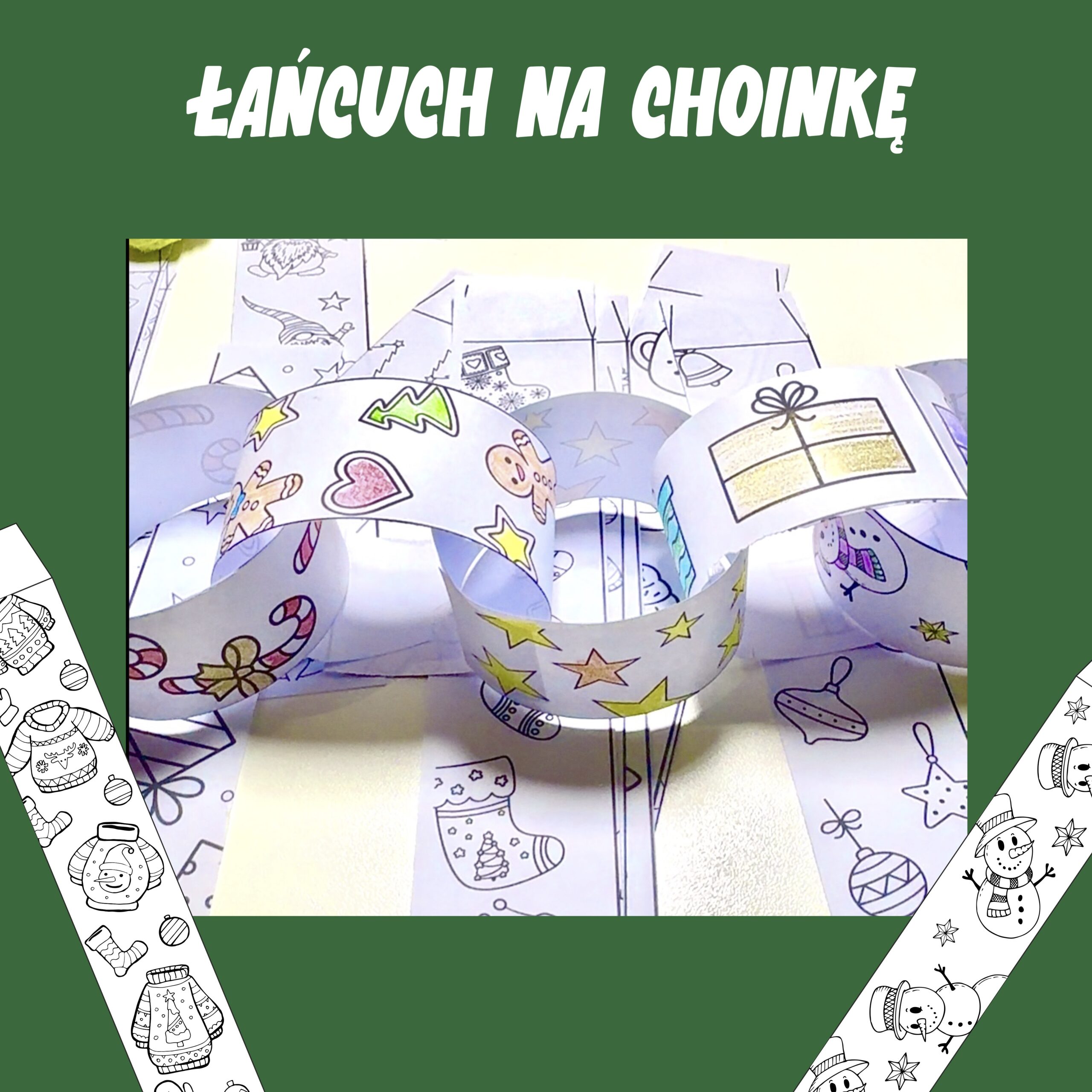 Łańcuch na choinkę do druku