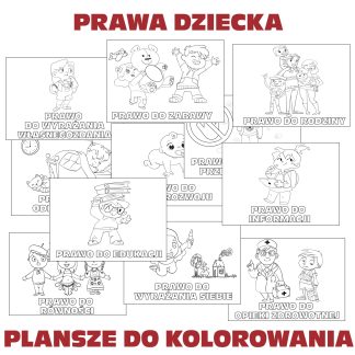 Prawa Dziecka — plansze demonstracyjne do kolorowania | Plik PDF