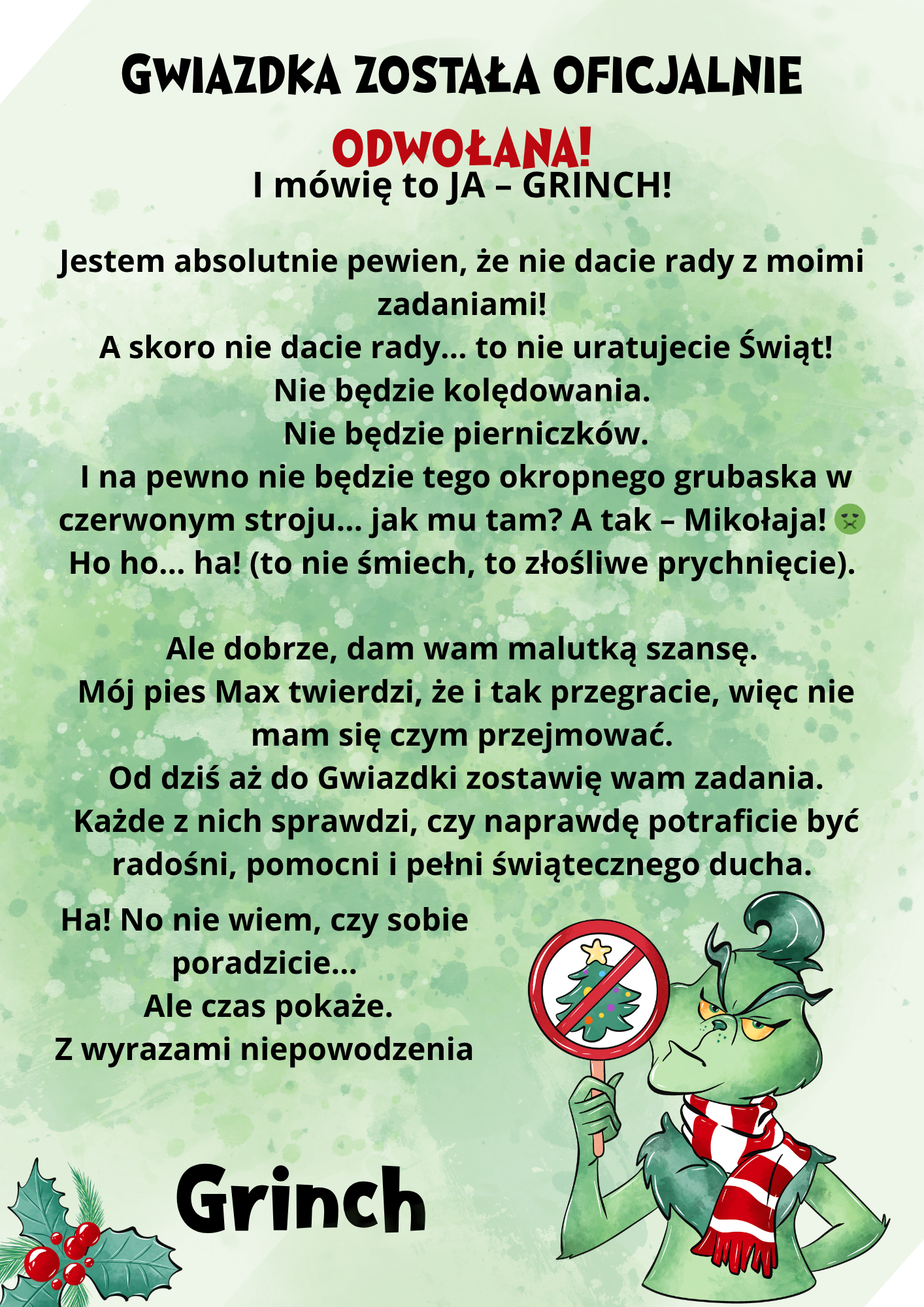 Grinch kontra Uczniowie – Kalendarz Adwentowy pełen psot i wyzwań! - obrazek 2