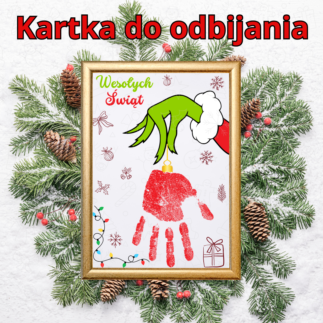 Kartka świąteczna do odbijania rączki