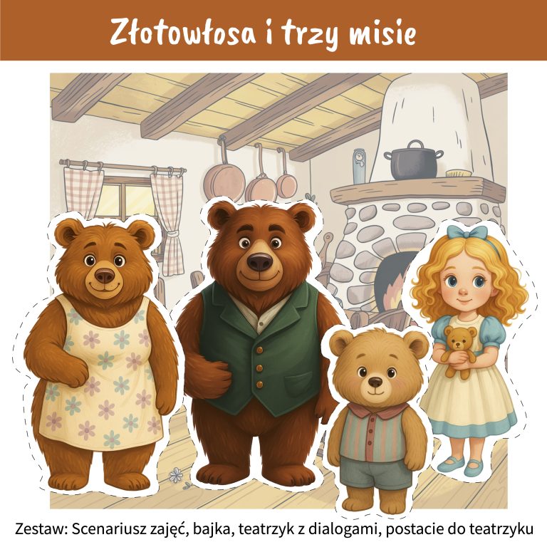 Złotowłosa i trzy misie – komplet do zajęć i teatrzyku – materiał do druku PDF, Kwiecień Academy