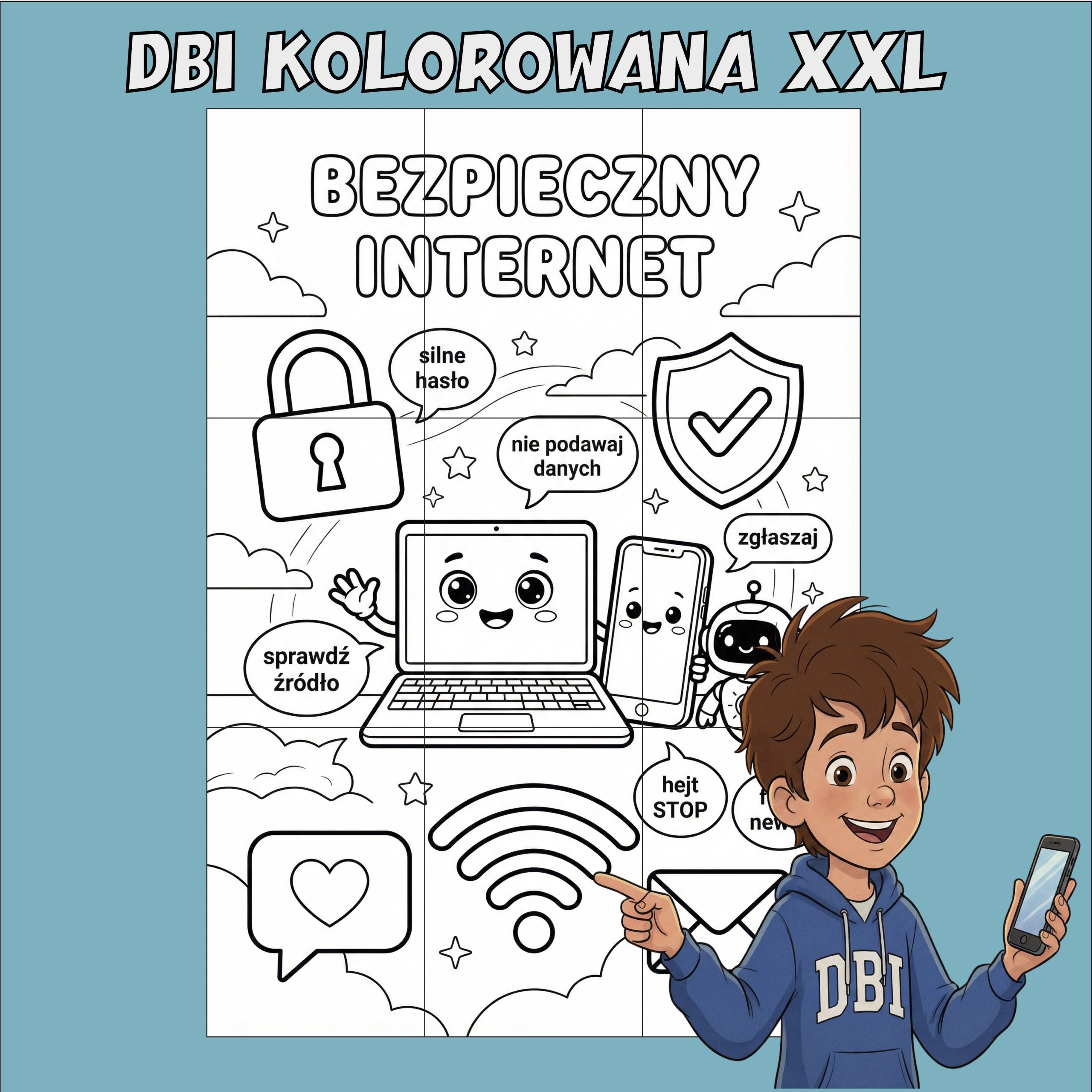 Kolorowanka XXL Dzień Bezpiecznego Internetu