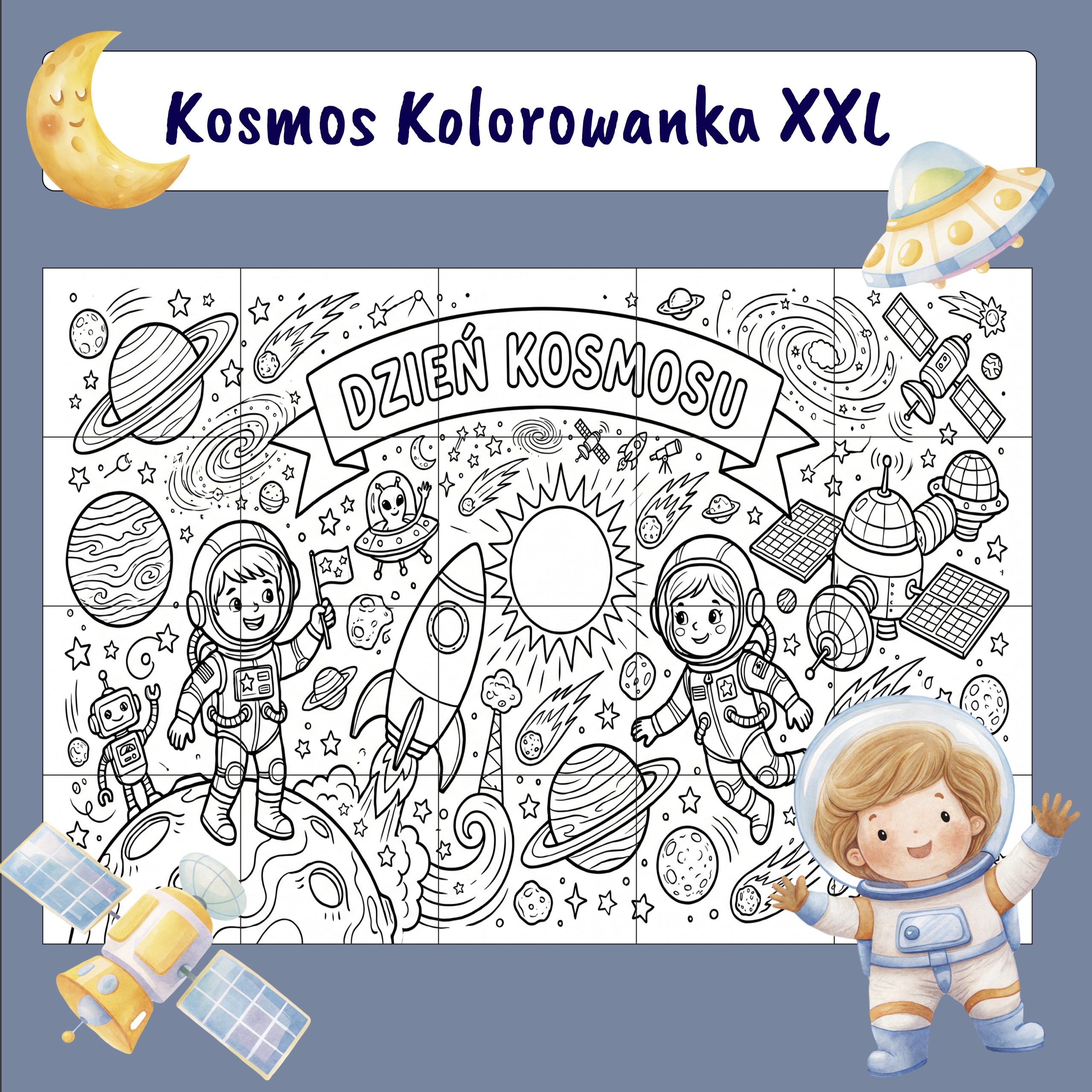 Kosmos Kolorowanka XXL – 20 stron PDF do druku
