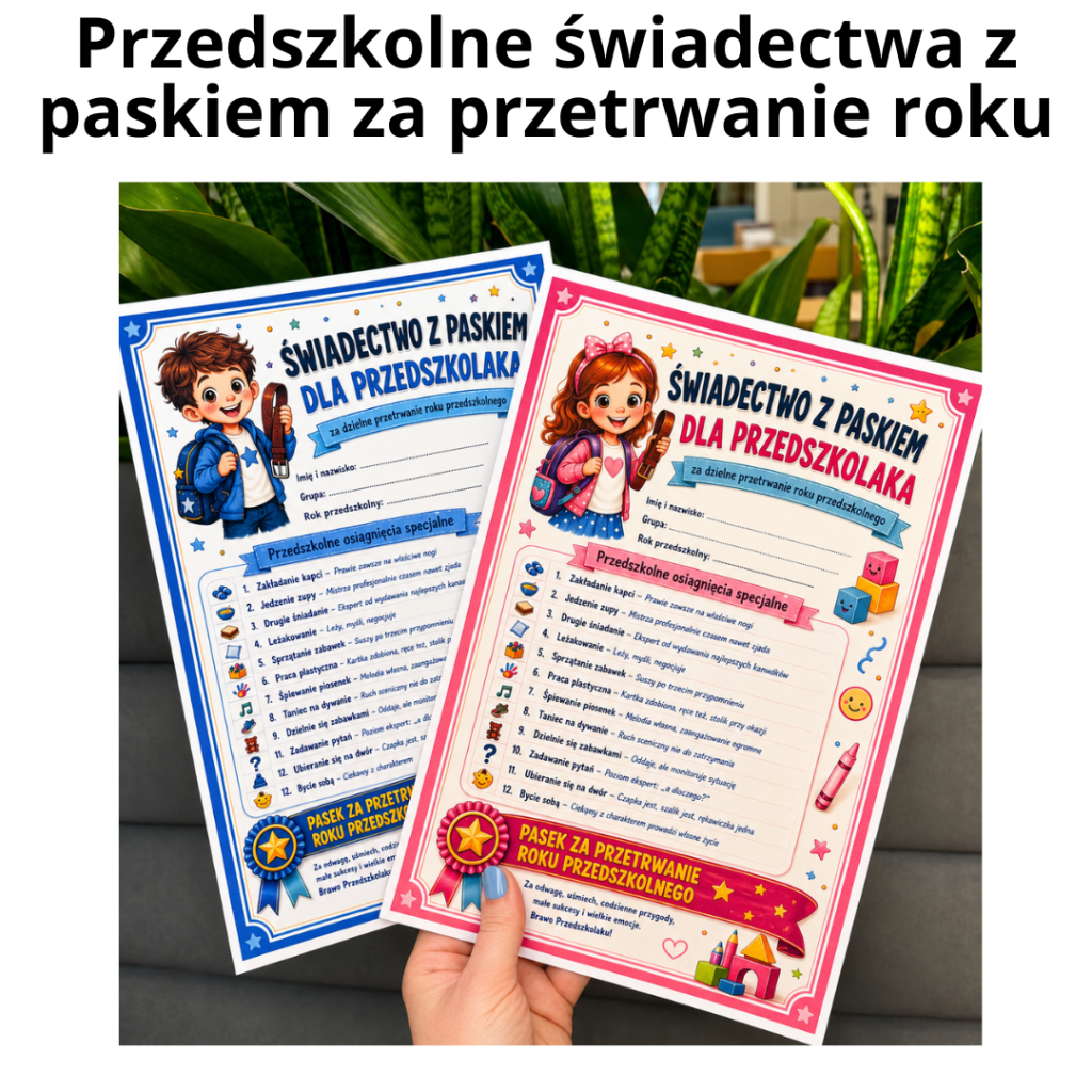 Przedszkolne świadectwa z paskiem za przetrwanie roku