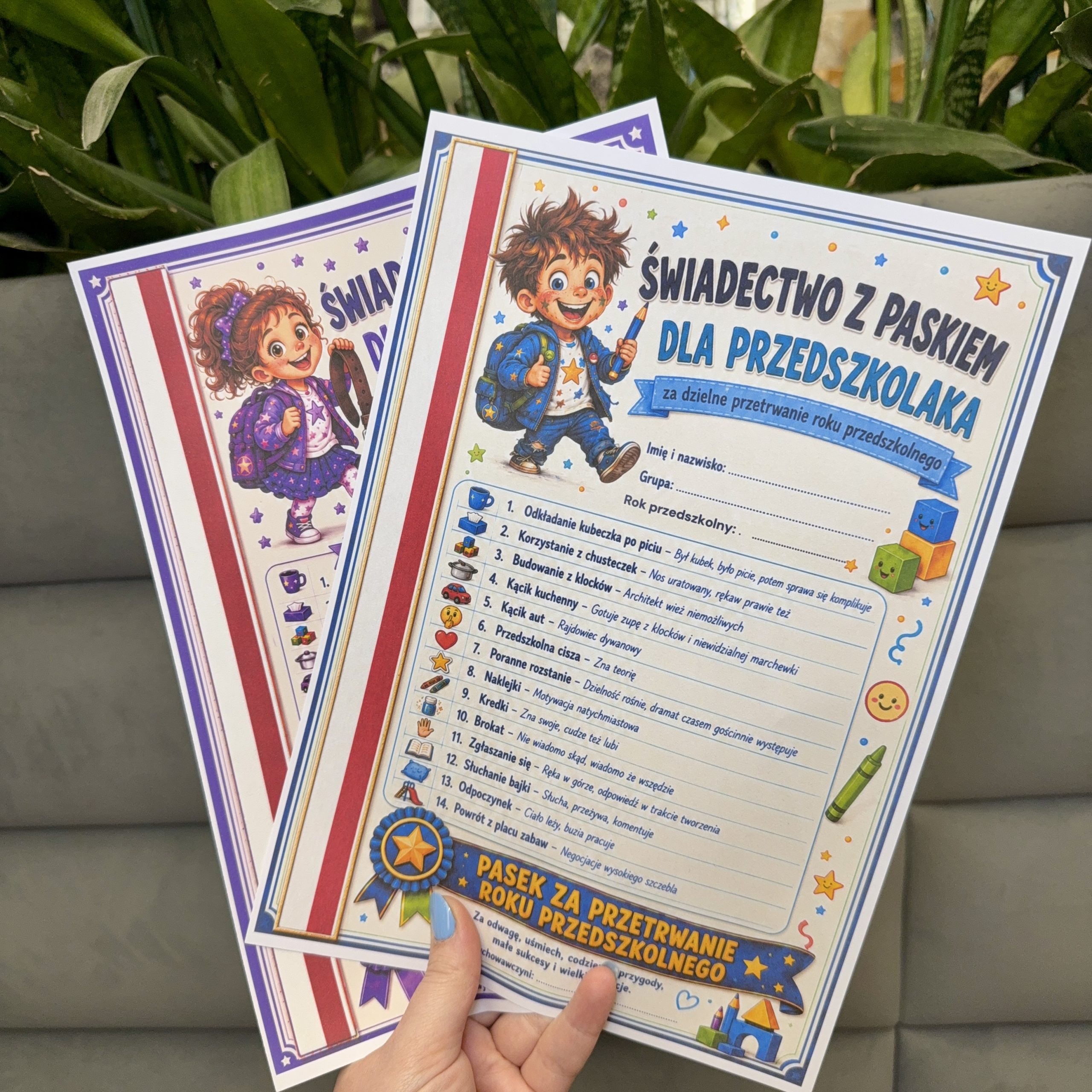 Przedszkolne świadectwa z paskiem za przetrwanie roku