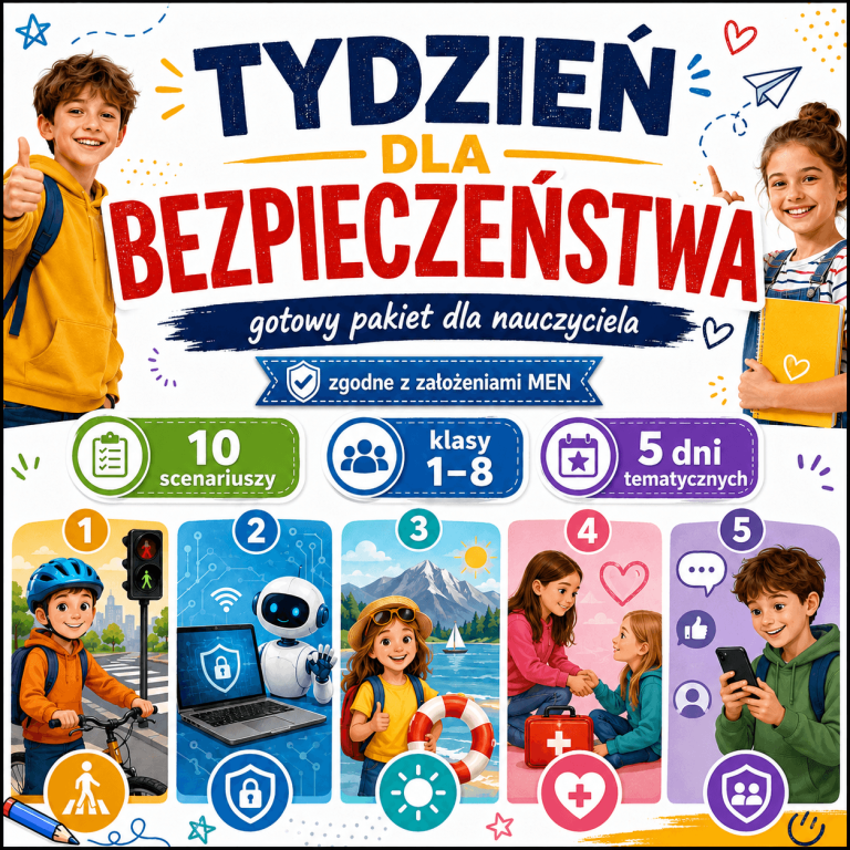 Tydzień dla Bezpieczeństwa – gotowy pakiet dla nauczyciela – materiał do druku PDF, Kwiecień Academy
