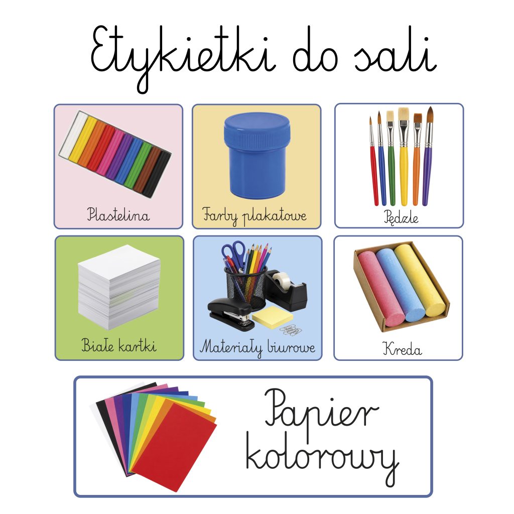 Etykiety do sali – 42 etykiety kwadratowe i prostokątne