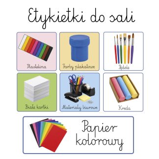 Etykiety do sali – 42 etykiety kwadratowe i prostokątne