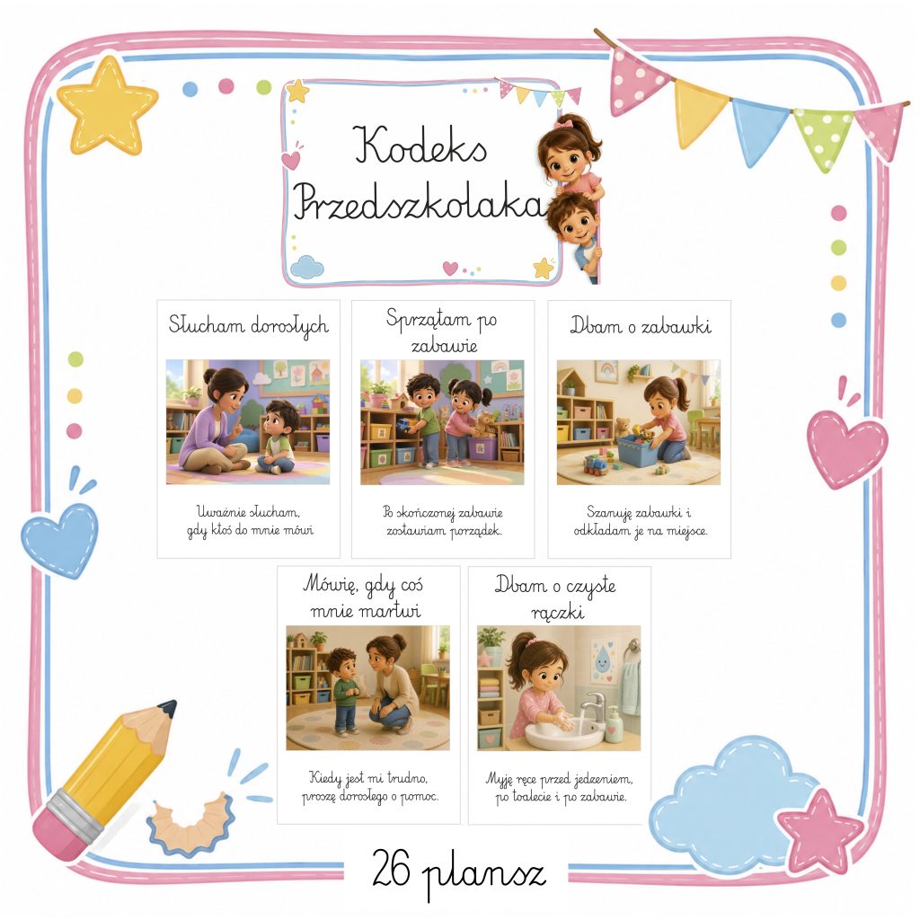 Kodeks przedszkolaka z opisami – czcionka szkolna