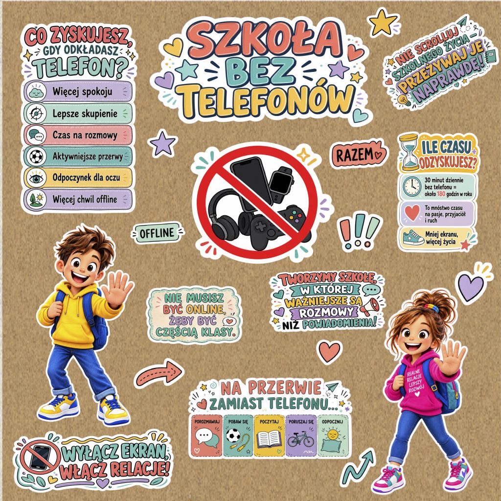 Szkoła bez telefonów – gazetka szkolna do druku