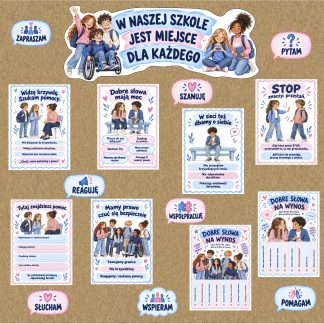 Gazetka szkolna W naszej szkole jest miejsce dla każdego na Tydzień Przeciwdziałania Przemocy Rówieśniczej – PDF do druku