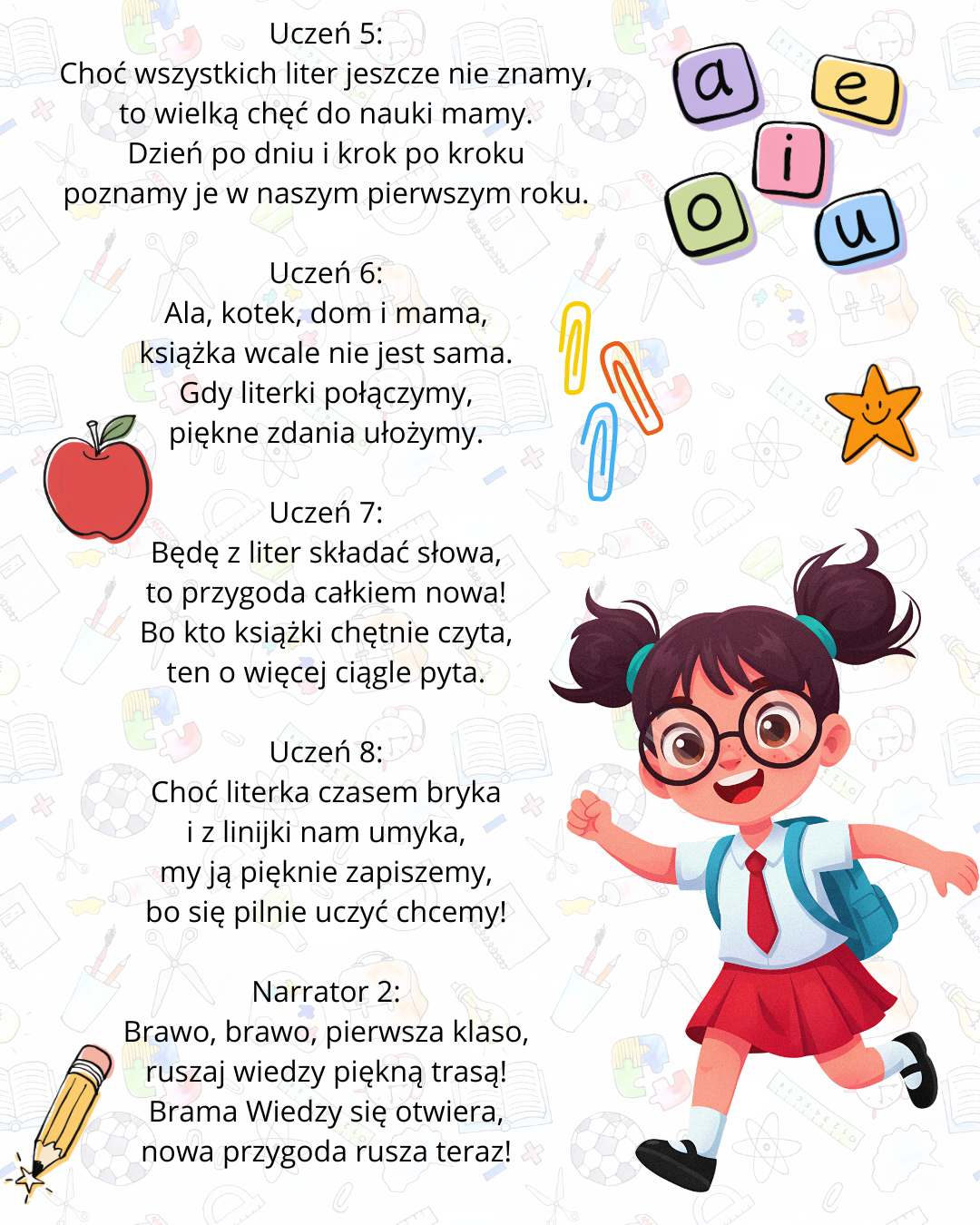 Witajcie w Krainie Wiedzy – rymowany scenariusz pasowania na ucznia - obrazek 2