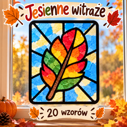 Jesienne witraże – 20 wzorów do wyklejania bibułą i dekoracji okien