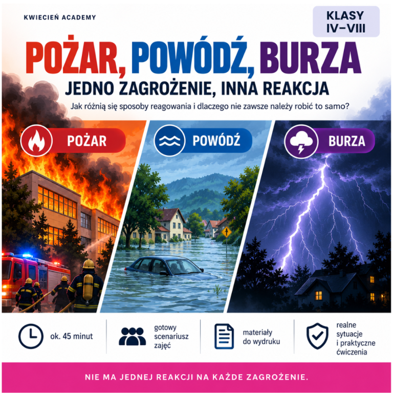 Pożar, powódź, burza – scenariusz o bezpieczeństwie, Kwiecień Academy