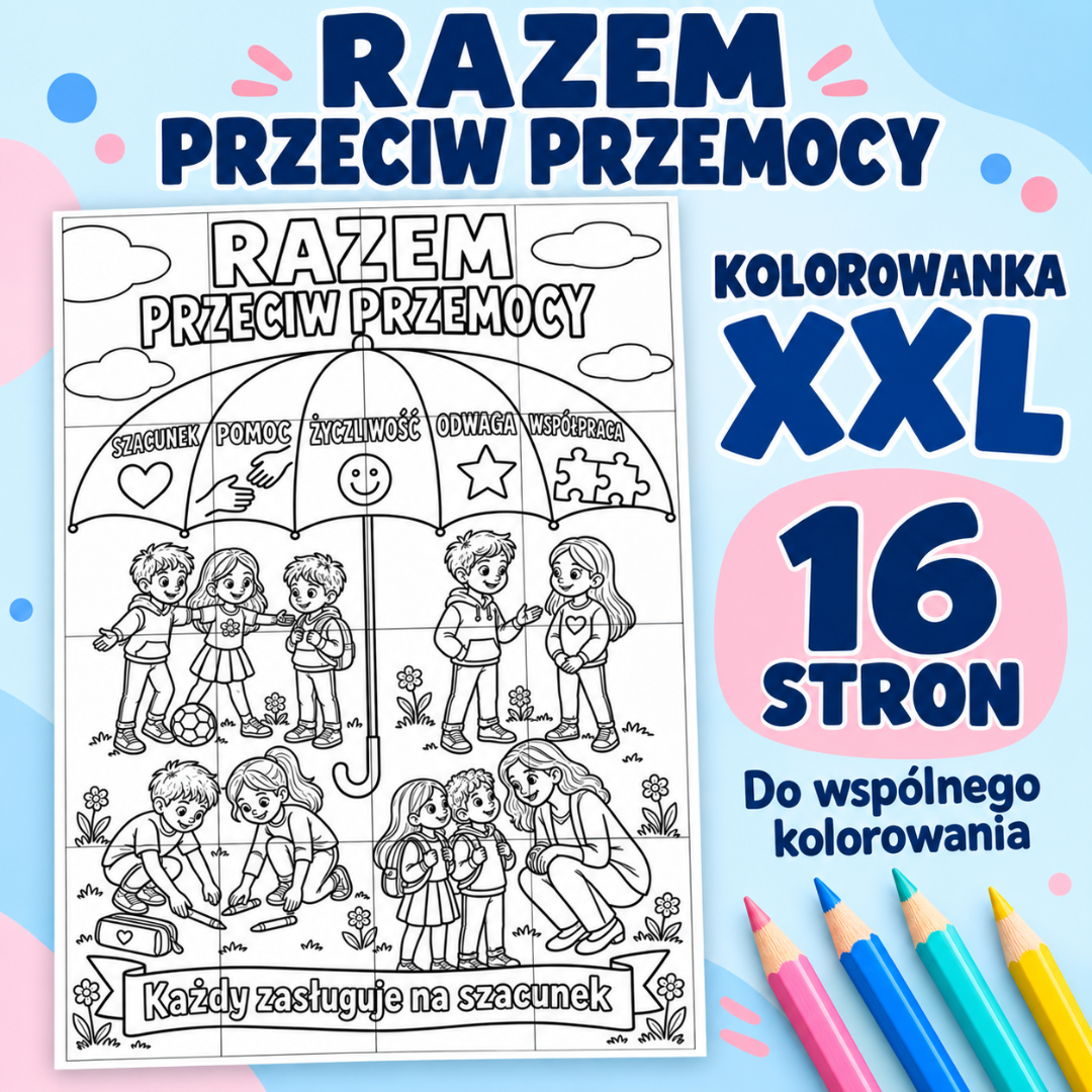 Wspólny plakat przeciw przemocy – praca plastyczna dla całej klasy
