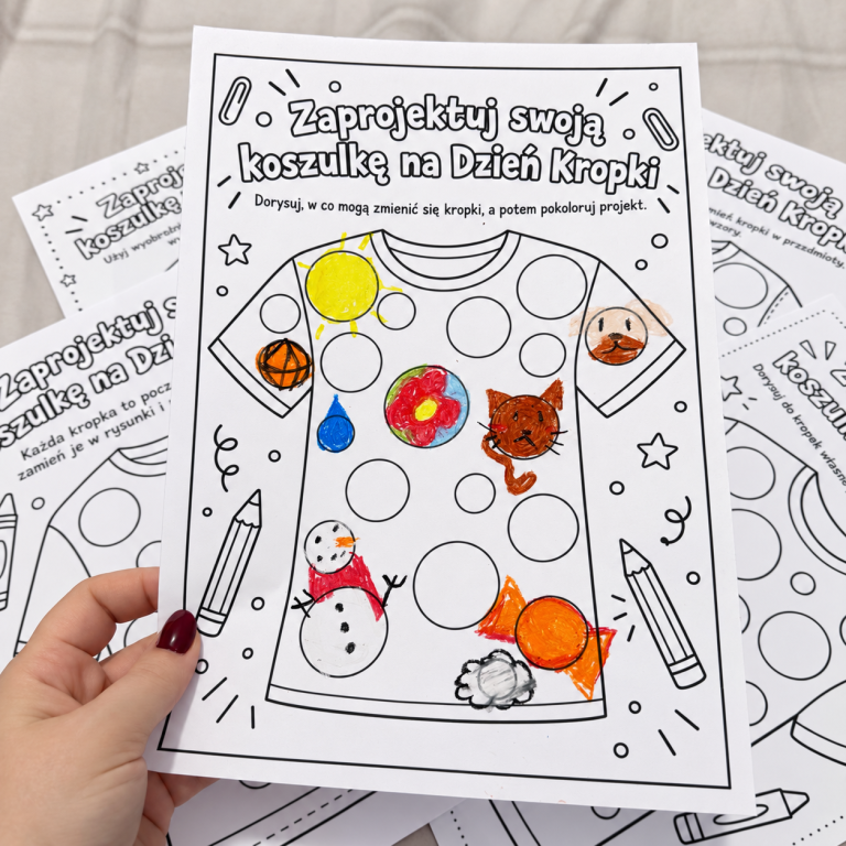 Zaprojektuj koszulkę na Dzień Kropki – praca plastyczna – materiał do druku PDF, Kwiecień Academy