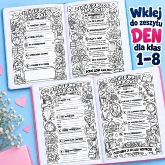 Wklejanki do zeszytu na Dzień Edukacji Narodowej dla klas 1–8, A4 i A5, PDF do druku