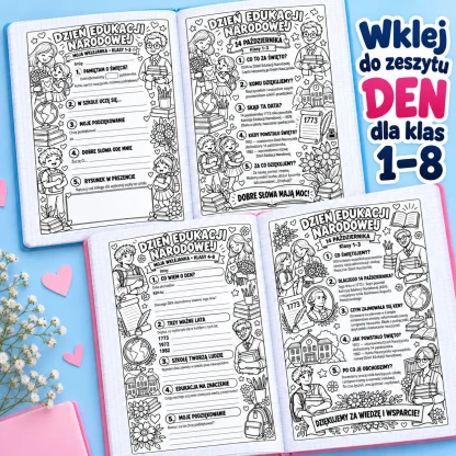 Dzień Edukacji Narodowej – wklejanki do zeszytu dla klas 1–8 | A4 i A5