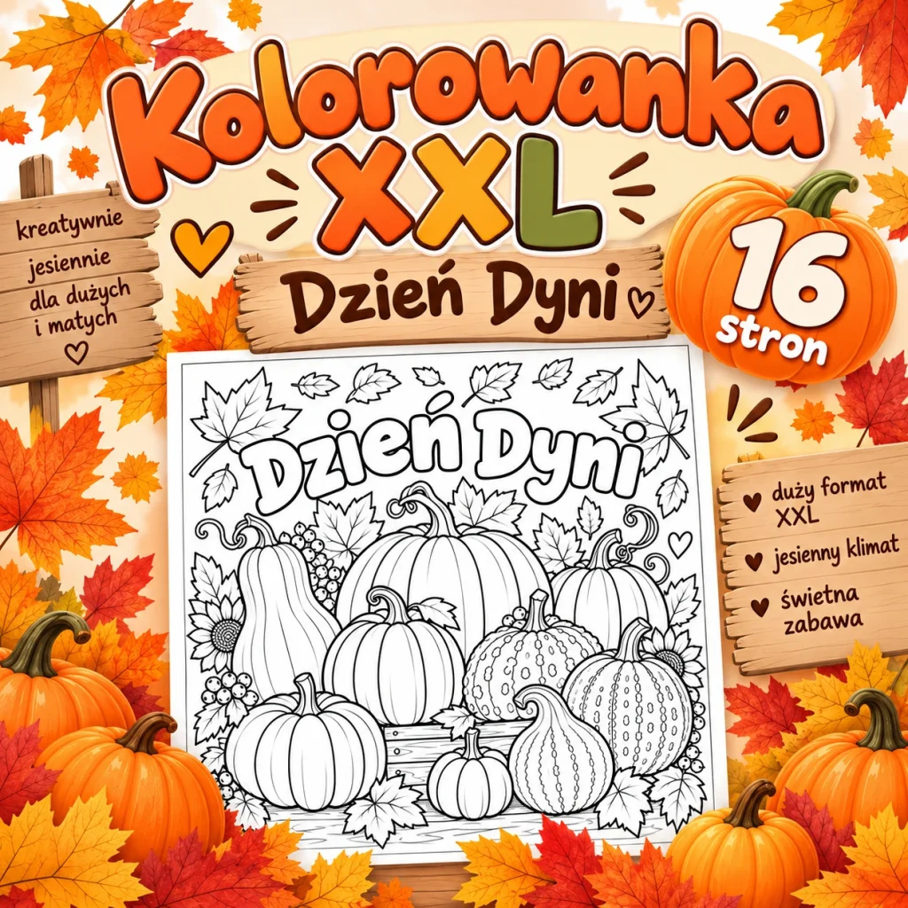 Kolorowanka XXL na Dzień Dyni – 16 stron PDF